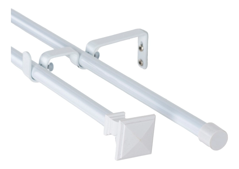 SET BARRAS PARA CORTINA DOBLE 13/16 MM EXTENSIBLE 120-200 CM BLANCO PRISMA - 1