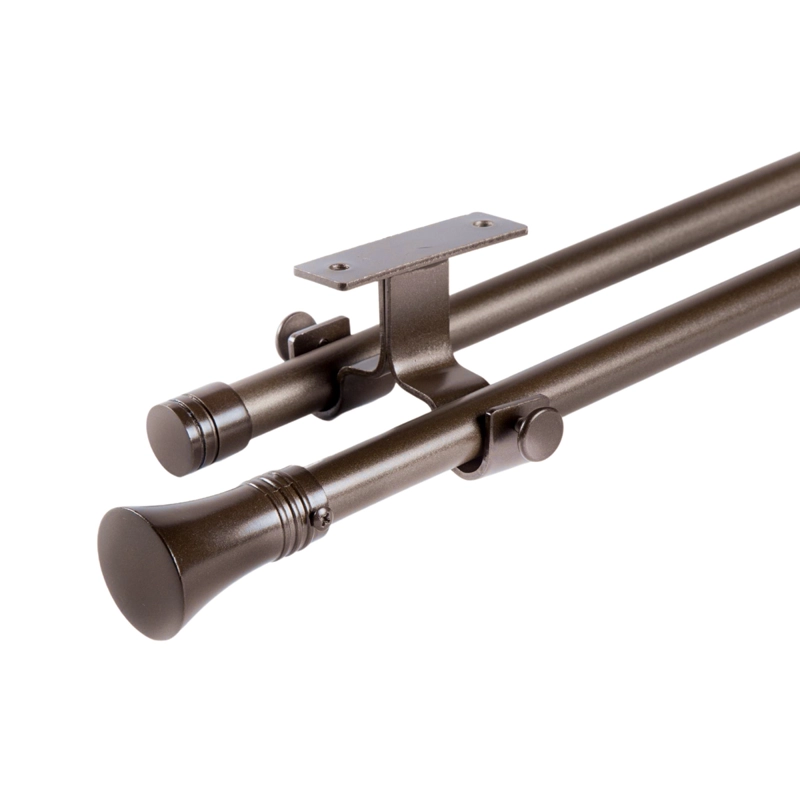 SET BARRAS PARA CORTINA DOBLE 16/19 MM EXTENSIBLE 120-210 CM A TECHO CAFE  CONICO - 1