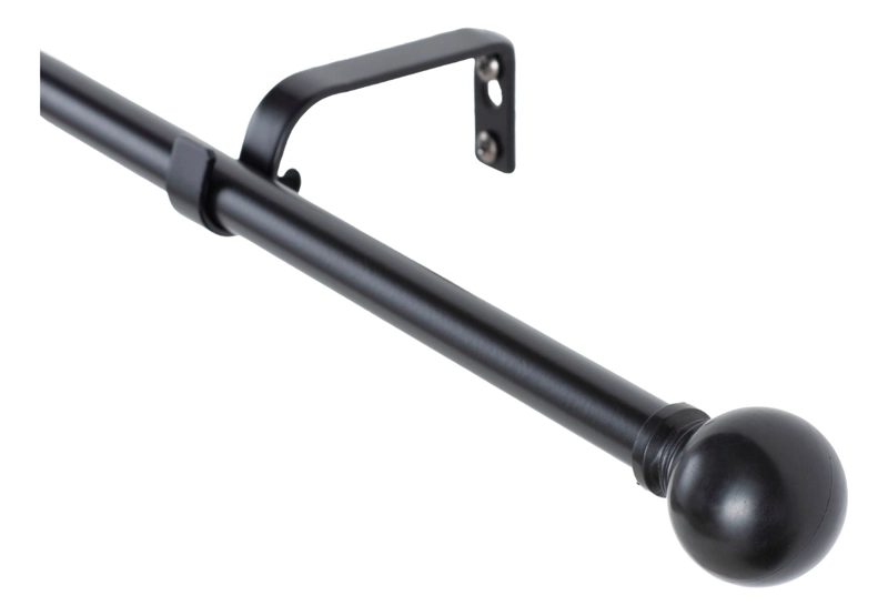 SET BARRA PARA CORTINA SIMPLE 13/16 MM EXTENSIBLE 70-120 CM NEGRO BOLA - 1