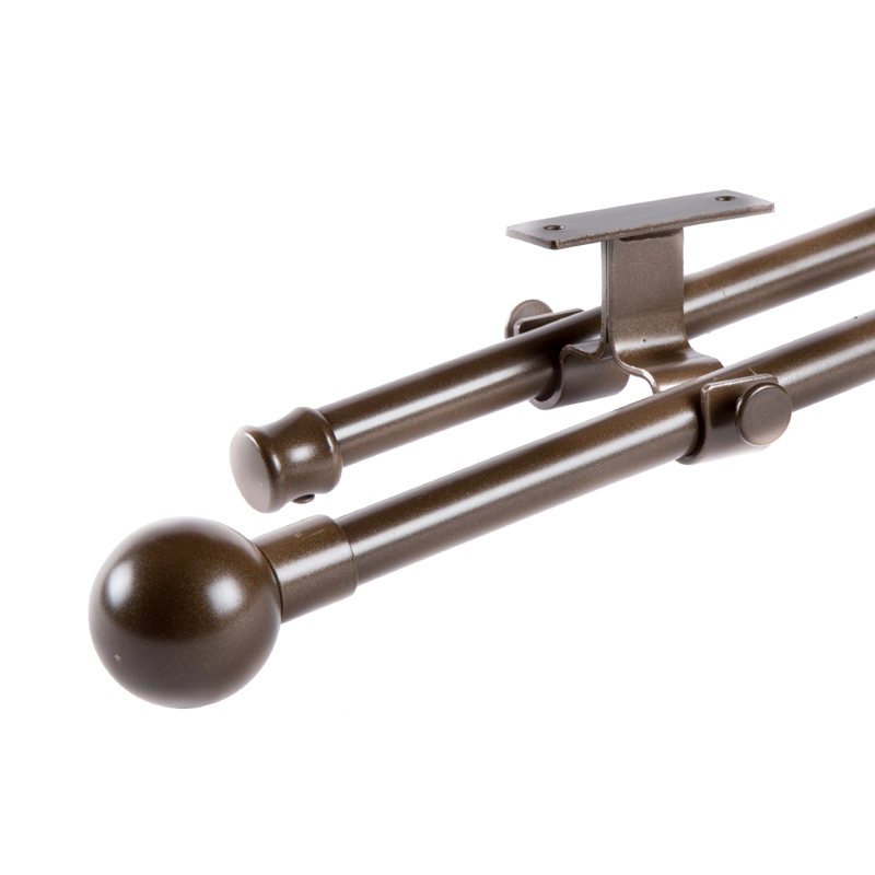 SET BARRAS PARA CORTINA DOBLE 16/19 MM EXTENSIBLE 120-210 CM A TECHO CAFE  BOLA - 1