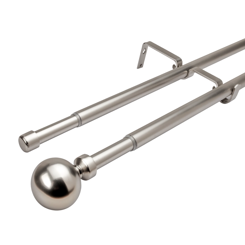 SET BARRAS PARA CORTINA DOBLE 16/19 MM EXTENSIBLE 120-210 CM A MURO SATIN BOLA - 1