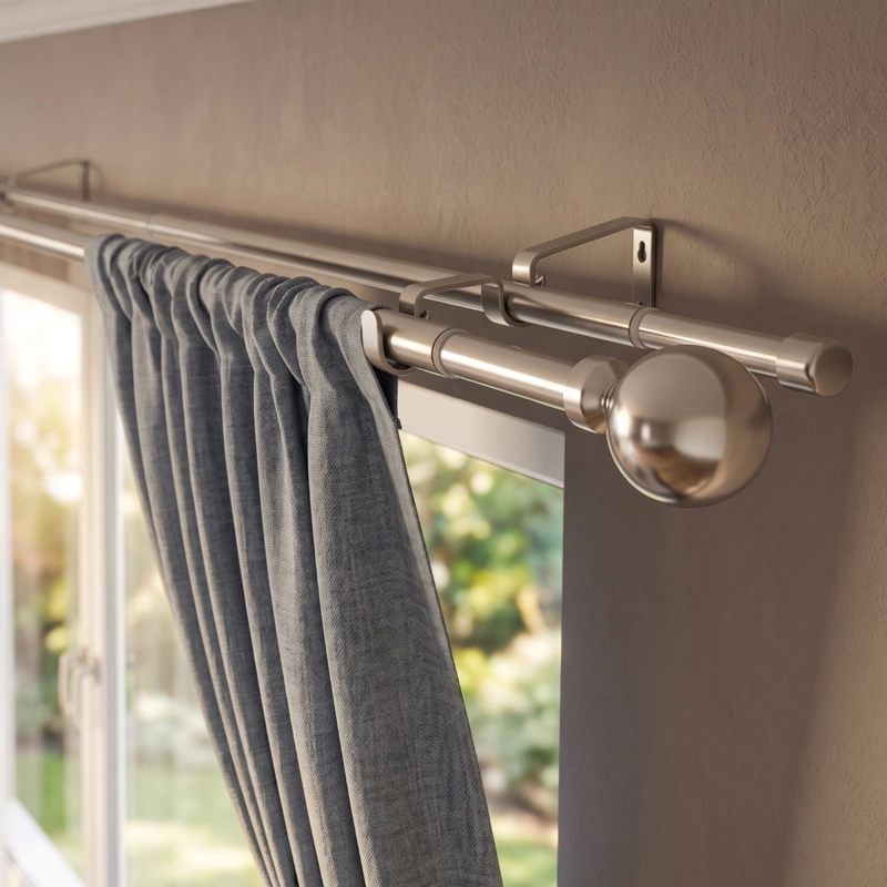 SET BARRAS PARA CORTINA DOBLE 16/19 MM EXTENSIBLE 120-210 CM A MURO SATIN BOLA - 4