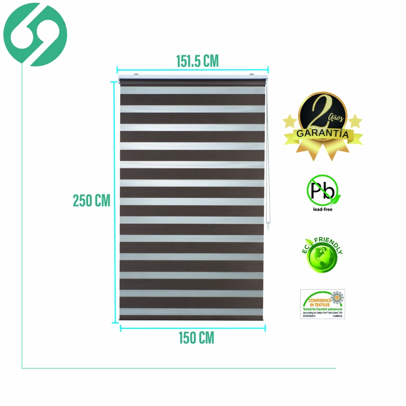 CORTINA ROLLER DUO ZEBRA DIA Y NOCHE TOSTADO 150 X 250 CM SIN CENEFA SUNFREE - 2
