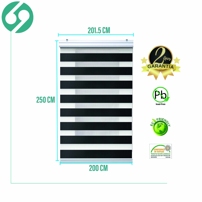 CORTINA ROLLER DUO ZEBRA DIA Y NOCHE NEGRO 200 X 250 CM SUNFREE - 2