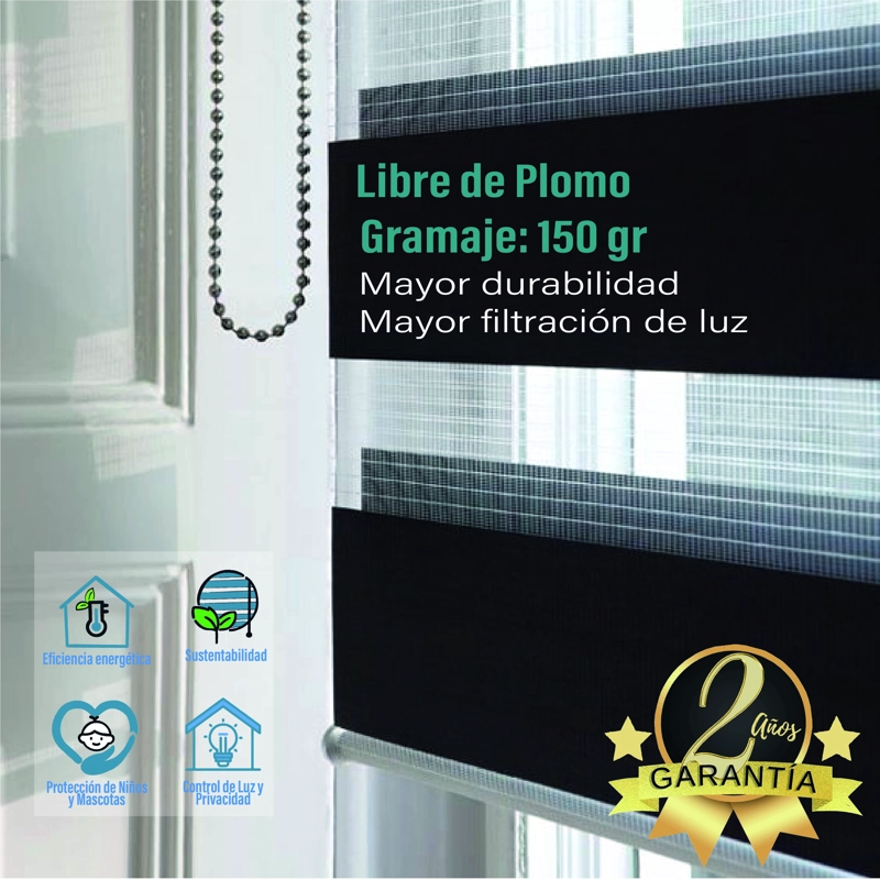 CORTINA ROLLER DUO ZEBRA DIA Y NOCHE NEGRO 200 X 250 CM SUNFREE - 6
