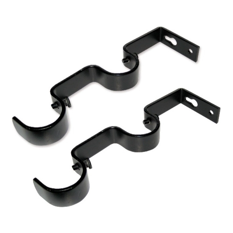 PACK 2 UNIDADES SOPORTE DOBLE MURO DE METAL NEGRO 19/19 MM - 1