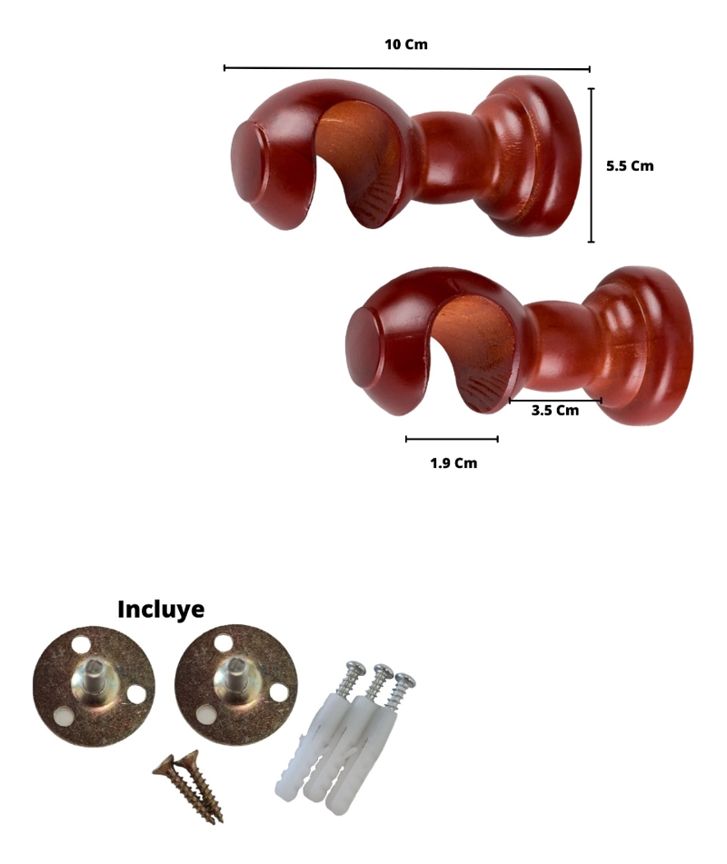 PACK 2 UNIDADES SOPORTE SIMPLE DE MADERA CHOCOLATE 19 MM - 2