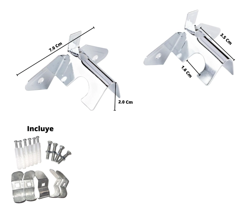PACK 2 UNIDADES DE SOPORTE CROMADO SIMPLE A TECHO 12 MM - 3