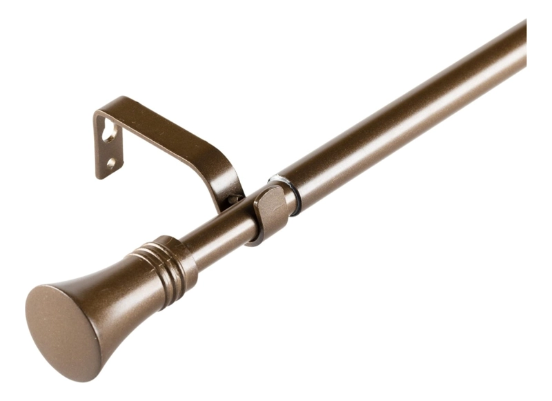 SET BARRA PARA CORTINA SIMPLE 16/19 MM EXTENSIBLE 120-210 CM A MURO CAFE  CONICO - 1