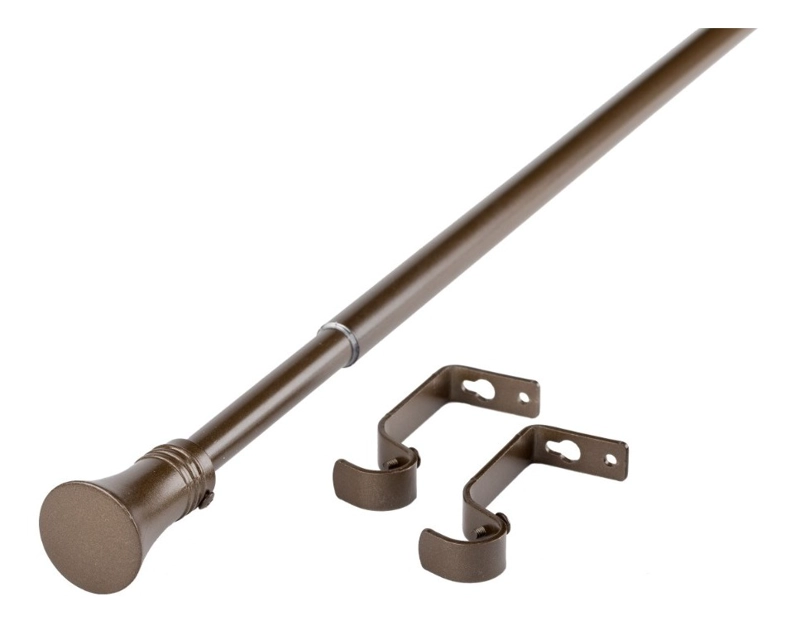 SET BARRA PARA CORTINA SIMPLE 16/19 MM EXTENSIBLE 120-210 CM A MURO CAFE  CONICO - 2