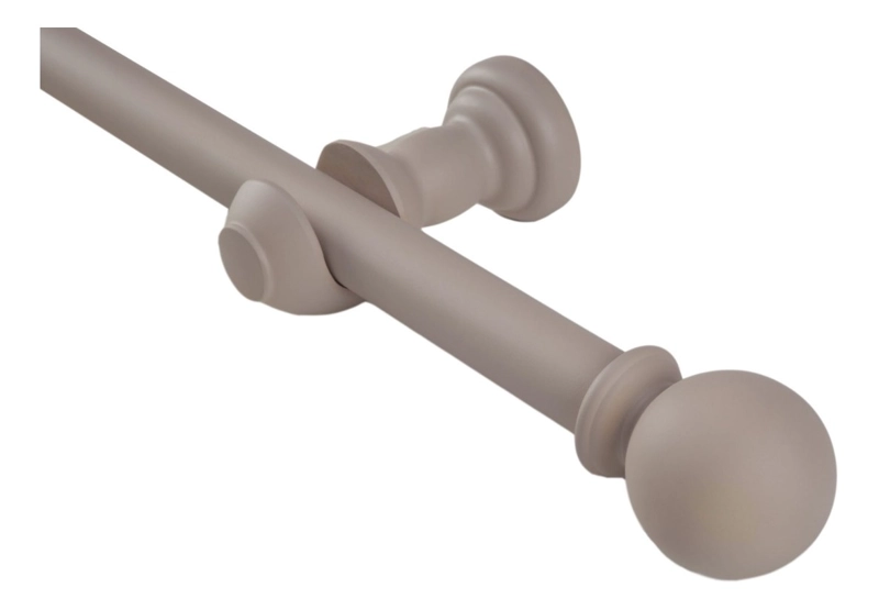 SET BARRA PARA CORTINA SIMPLE 25 MM DE MADERA 1,50 MT COLOR MACCHIATO TERMINAL BOLA - 1