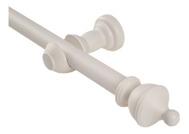 SET BARRA PARA CORTINA SIMPLE 25 MM DE MADERA 1.50 MT COLOR MARFIL TERMINAL KING - 1