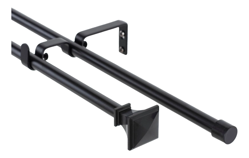 SET BARRAS PARA CORTINA DOBLE 13/16 MM EXTENSIBLE 200-250 CM NEGRO PRISMA - 1