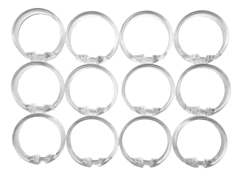 PACK DE 12 GANCHOS TRANSPARENTES PARA CORTINA DE DUCHA - 2