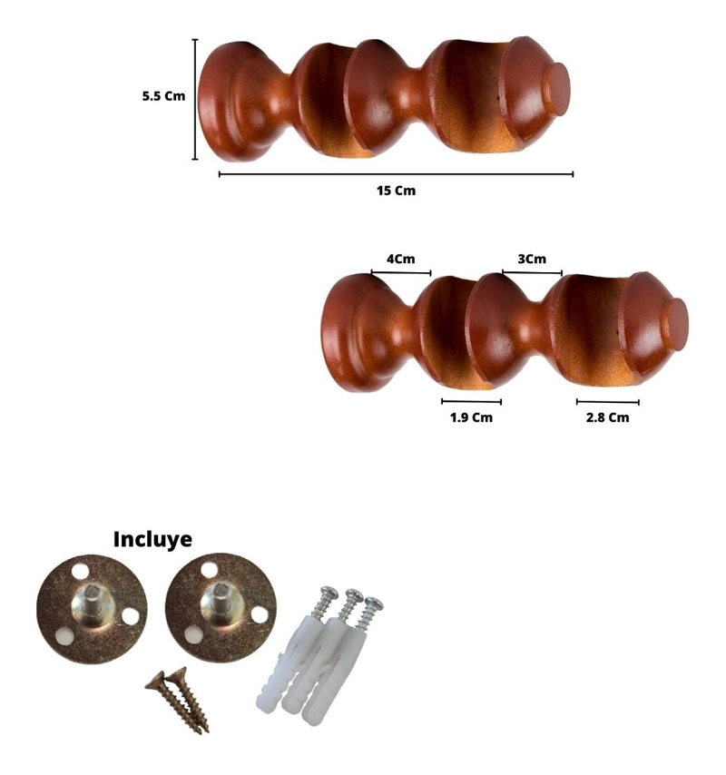 PACK 2 UNIDADES SOPORTE DOBLE DE MADERA CHOCOLATE 19/28 MM - 3