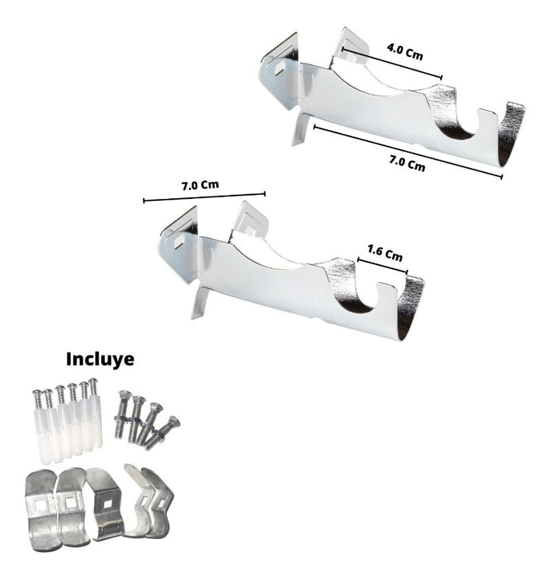 PACK 2 UNIDADES DE SOPORTE CROMADO SIMPLE A MURO 16 MM - 3
