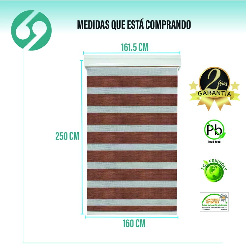 CORTINA ROLLER DUO ZEBRA DIA Y NOCHE TABACO 160 X 250 CM SUNFREE - 2