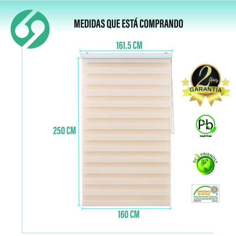 CORTINA ROLLER DUO ZEBRA DIA Y NOCHE BEIGE 160 X 250 CM - 2