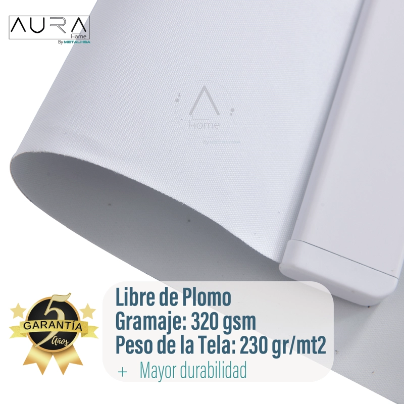 CORTINA ROLLER 100% BLACKOUT BLANCO 150X165 CM AURA - 5