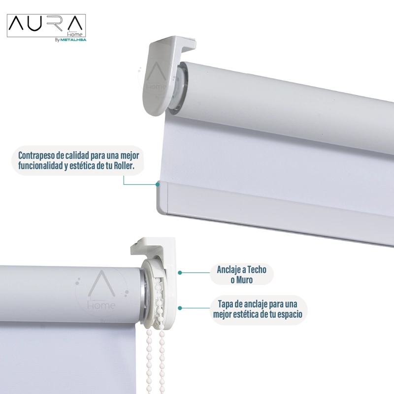 CORTINA ROLLER 100% BLACKOUT BLANCO 160X250 CM AURA - 4