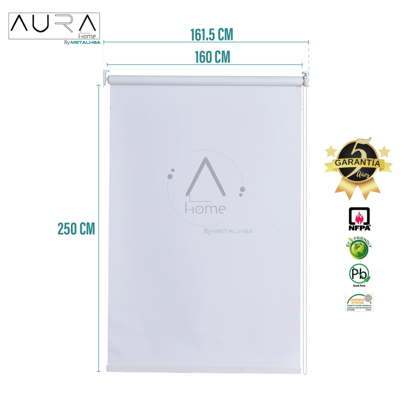 CORTINA ROLLER 100% BLACKOUT BLANCO 160X250 CM AURA - 9