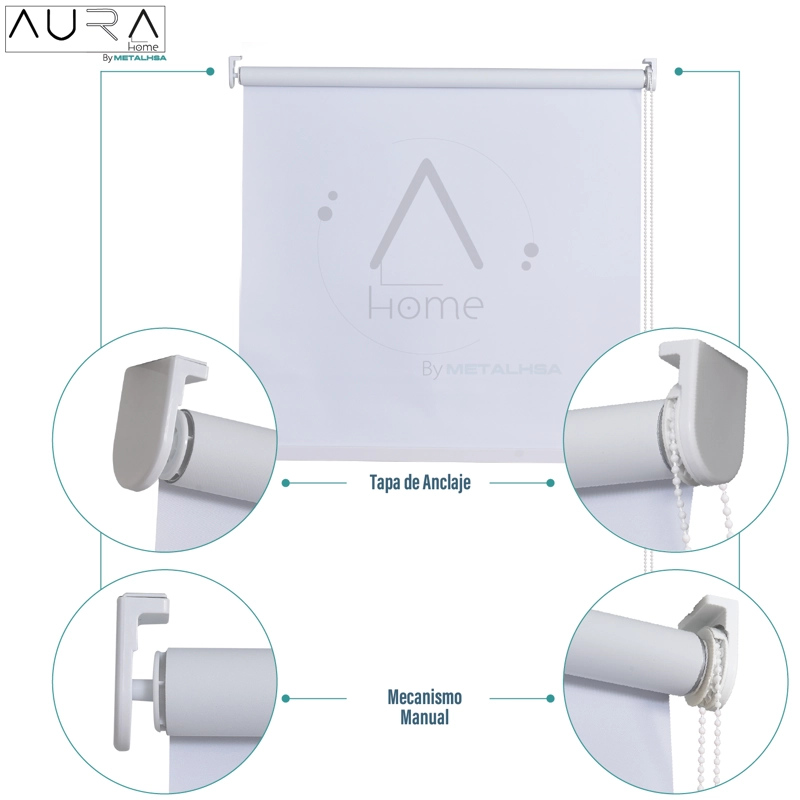 CORTINA ROLLER 100% BLACKOUT BLANCO 200X165 CM AURA - 7