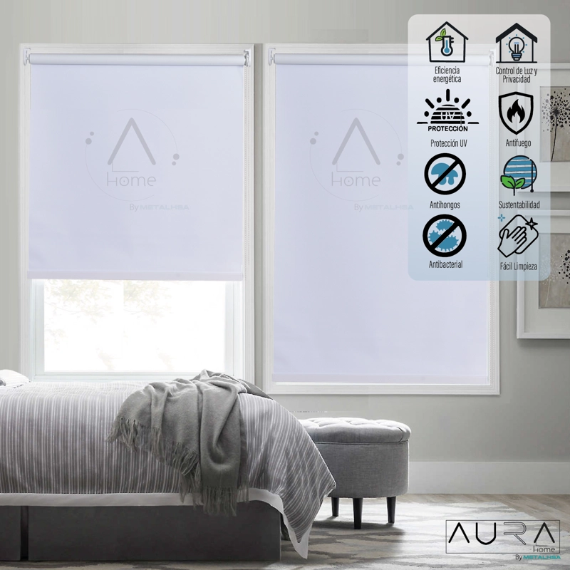CORTINA ROLLER 100% BLACKOUT BLANCO 160X165 CM AURA - 2