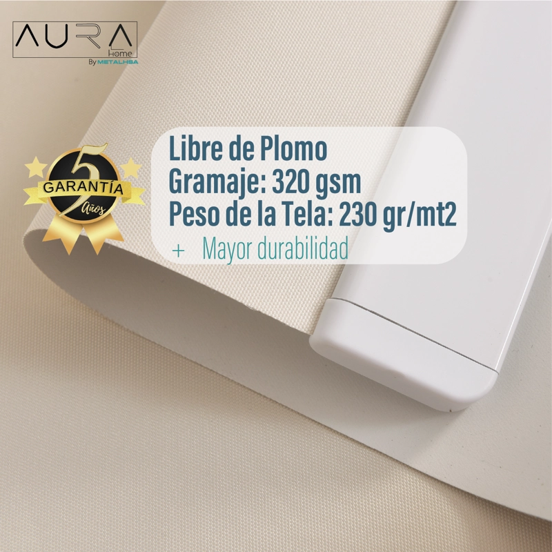 CORTINA ROLLER 100% BLACKOUT BEIGE 120X165 CM AURA - 5