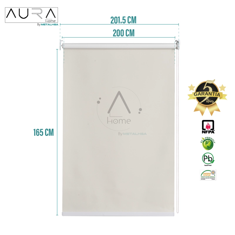 CORTINA ROLLER 100% BLACKOUT BEIGE 200X165 CM AURA - 9