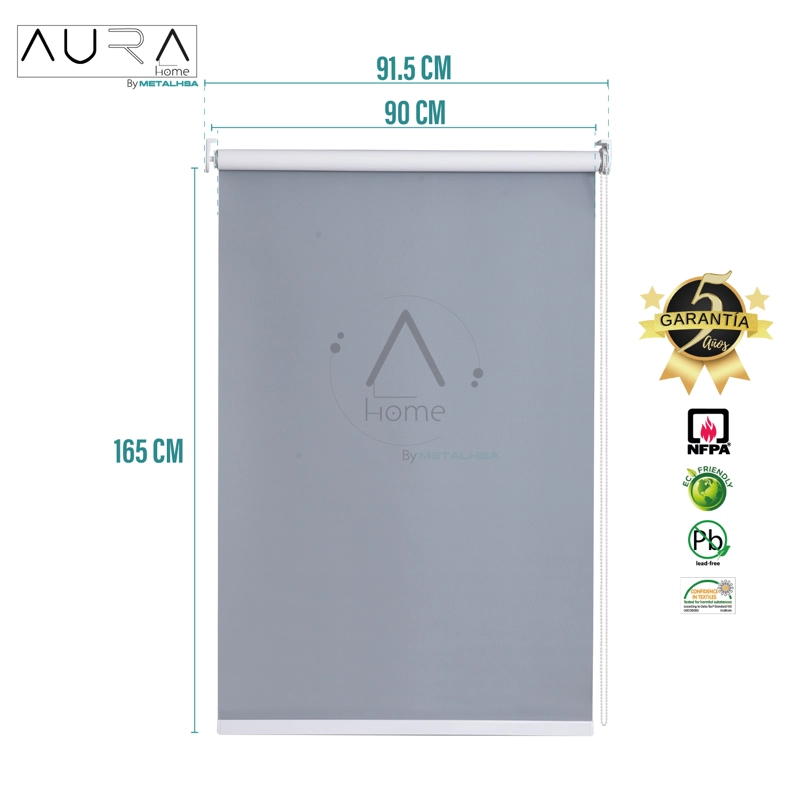 CORTINA ROLLER 100% BLACKOUT GRIS 090X165 CM AURA - 9