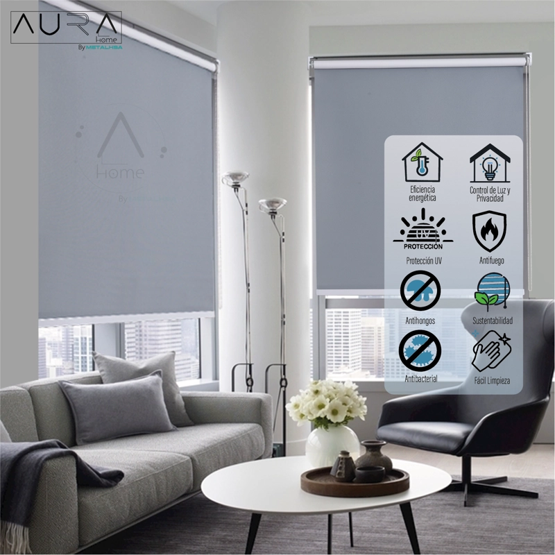 CORTINA ROLLER 100% BLACKOUT GRIS 150X250 CM AURA - 2