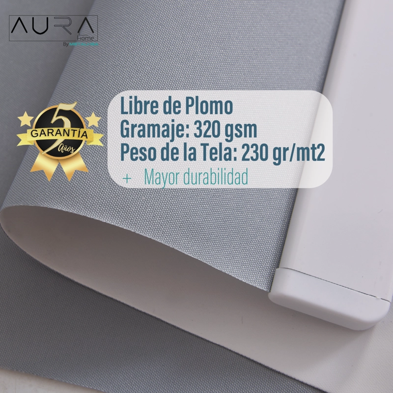 CORTINA ROLLER 100% BLACKOUT GRIS 160X165 CM AURA - 5