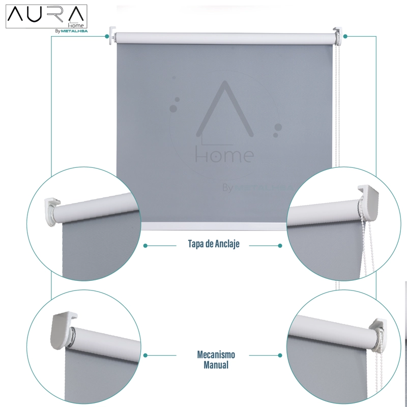 CORTINA ROLLER 100% BLACKOUT GRIS 160X165 CM AURA - 7