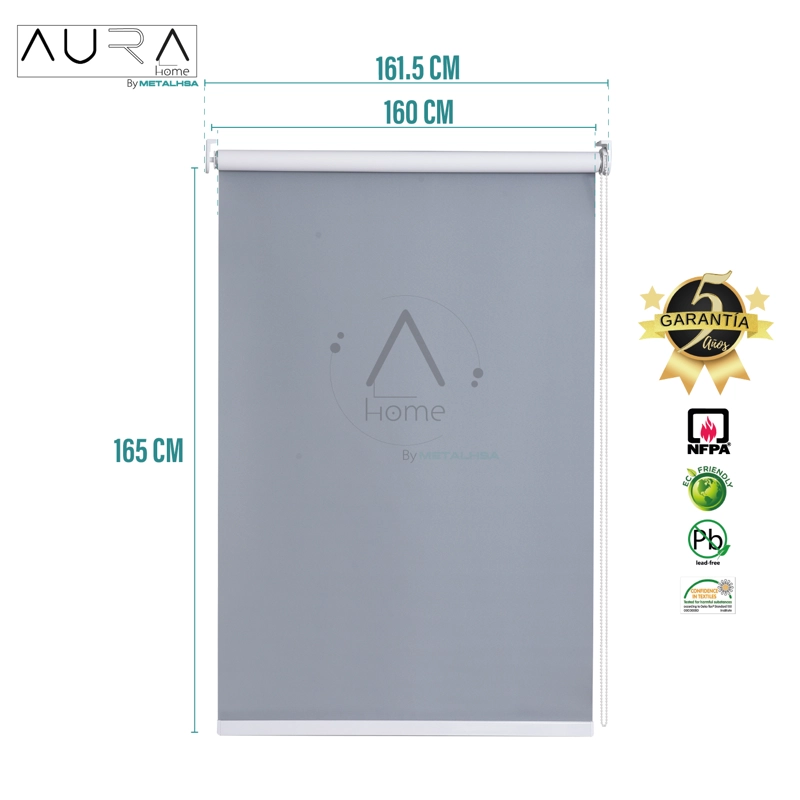 CORTINA ROLLER 100% BLACKOUT GRIS 160X165 CM AURA - 9