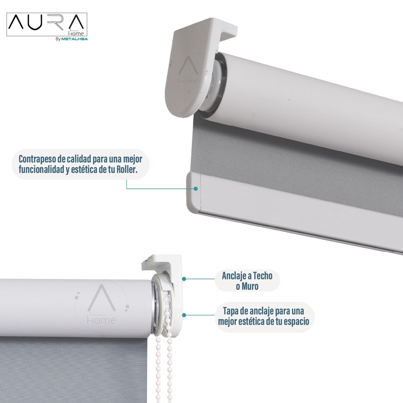 CORTINA ROLLER 100% BLACKOUT GRIS 120X165 CM AURA - 4