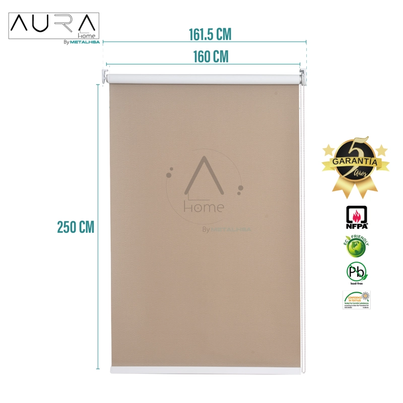 CORTINA ROLLER 100% BLACKOUT CAPUCCINO 160X250 CM AURA - 9
