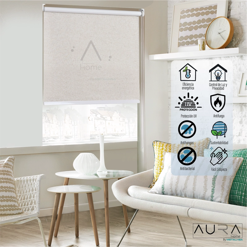 CORTINA ROLLER 100% BLACKOUT TEXTURA LINO 180X165 CM AURA - 2