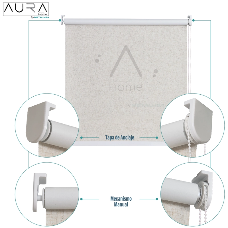 CORTINA ROLLER 100% BLACKOUT TEXTURA LINO 150X250 CM AURA - 7