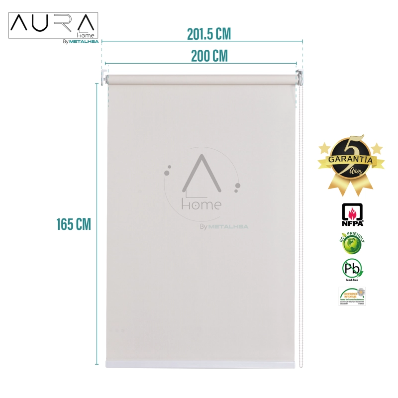 CORTINA ROLLER SUNSCREEN 200X165 CM 5% APERTURA BEIGE AURA - 7