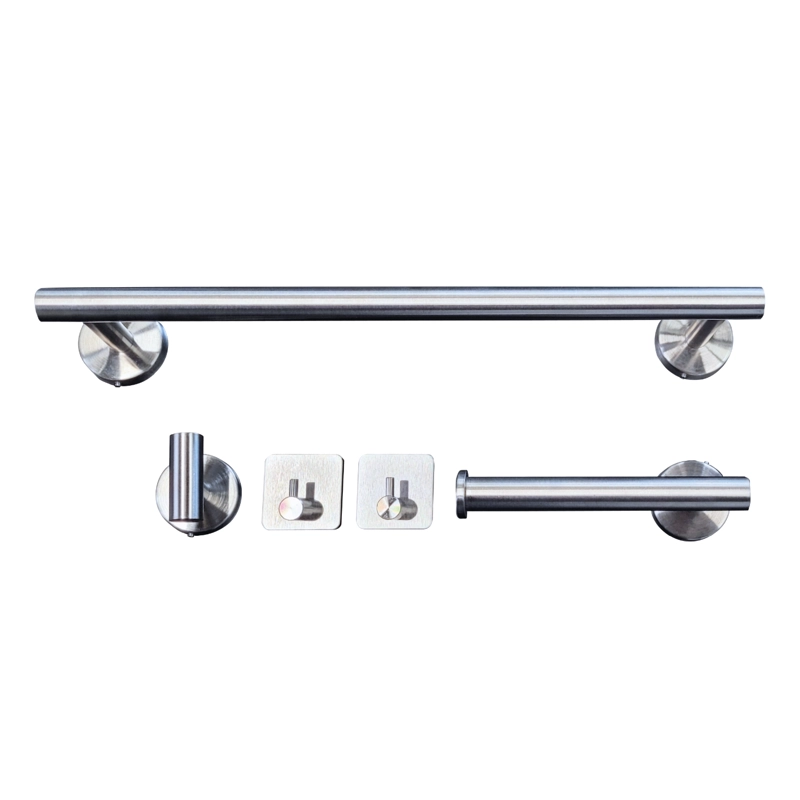 SET DE BAÑO INOXIDABLE PLATEADO 5 PIEZAS - 1