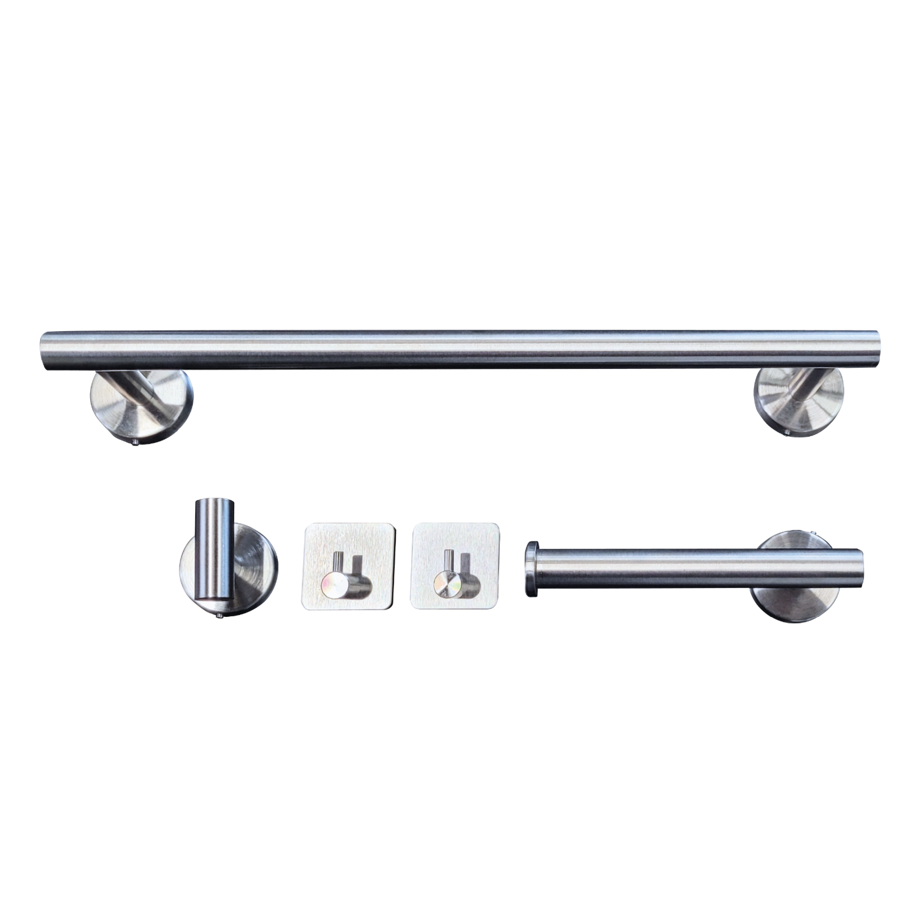 SET DE BAÑO INOXIDABLE PLATEADO 5 PIEZAS - 1