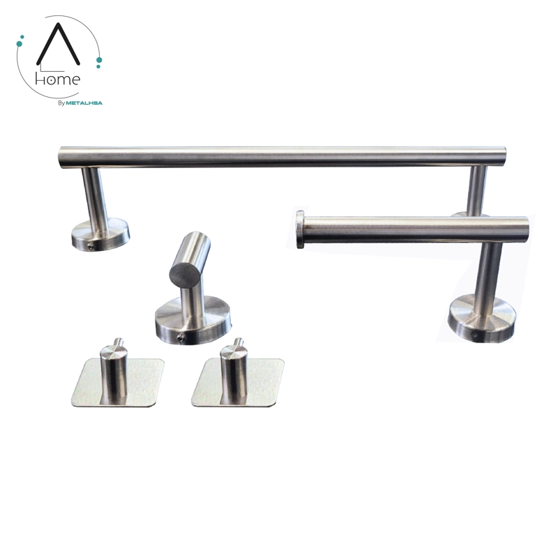 SET DE BAÑO INOXIDABLE PLATEADO 5 PIEZAS - 2