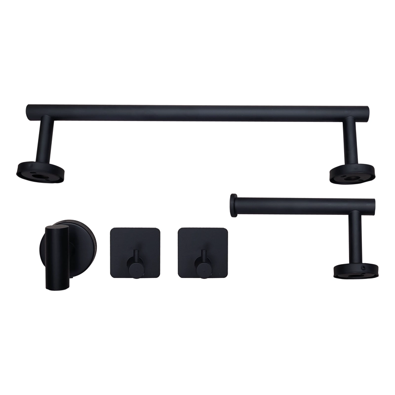 SET DE BAÑO INOXIDABLE NEGRO 5 PIEZAS - 1