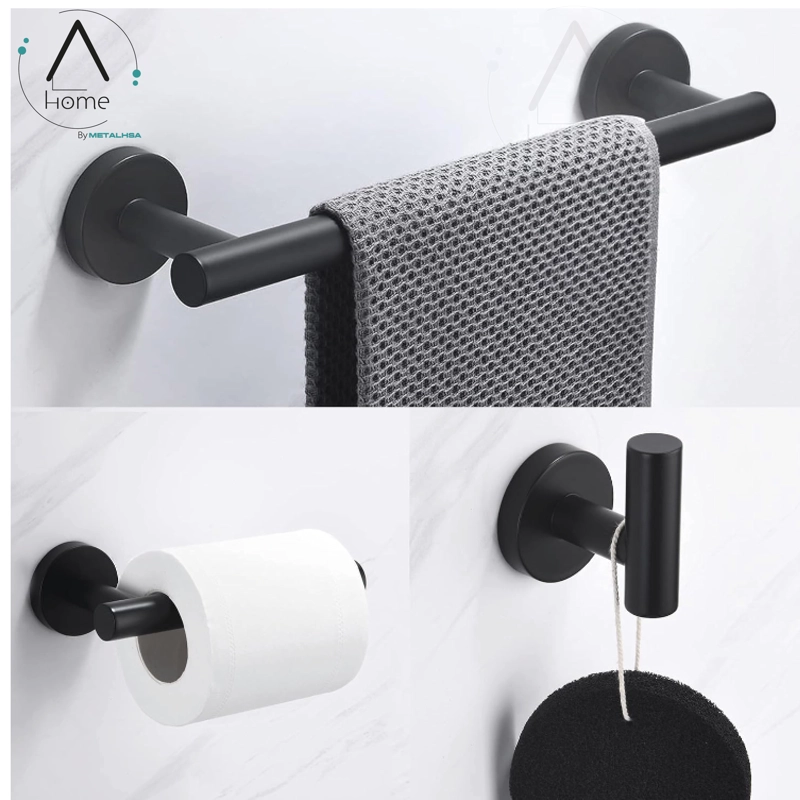 SET DE BAÑO INOXIDABLE NEGRO 5 PIEZAS - 4
