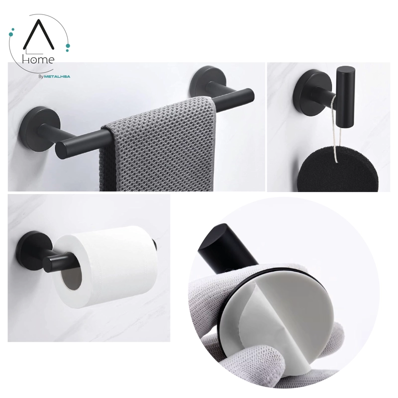 SET DE BAÑO INOXIDABLE NEGRO 5 PIEZAS - 5