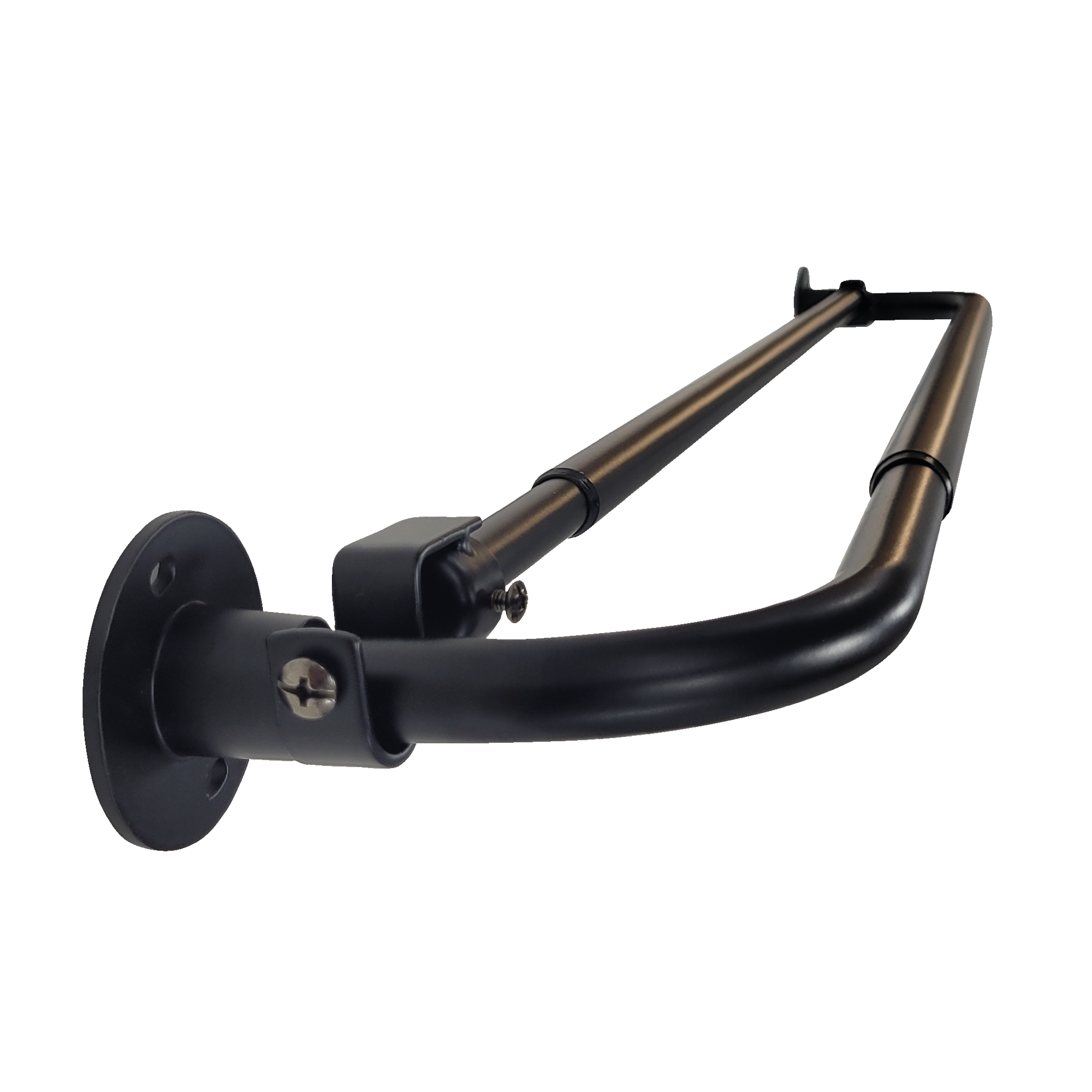SET BARRAS PARA CORTINA DOBLE 16/19 MM EXTENSIBLE CURVO 70 A 120 CM COLOR NEGRO - 1