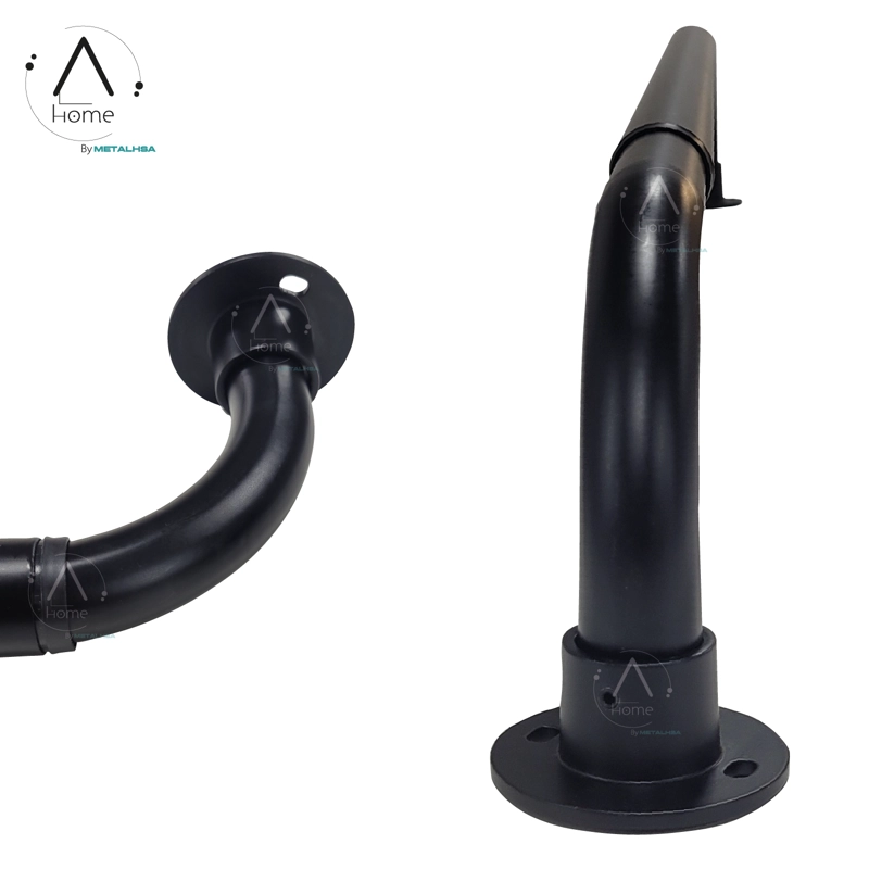 SET BARRA PARA CORTINA SIMPLE 22/25 MM EXTENSIBLE CURVO 70 A 120 CM COLOR NEGRO - 7