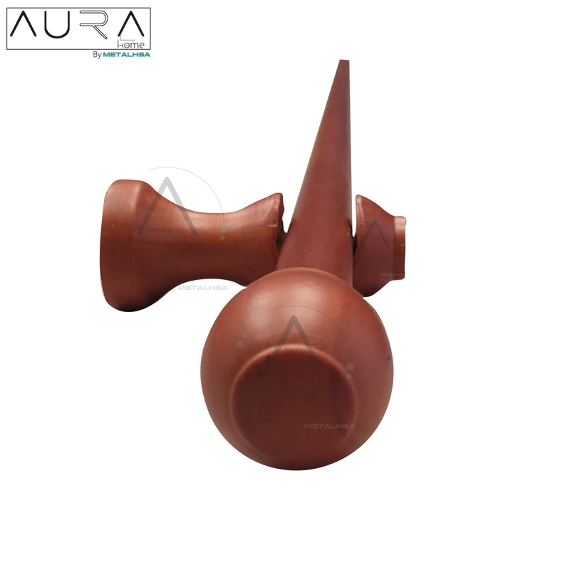 SET BARRA PARA CORTINA SIMPLE 19 MM DE MADERA 2,00 MT COLOR CHOCOLATE TERMINAL BOLA - 2