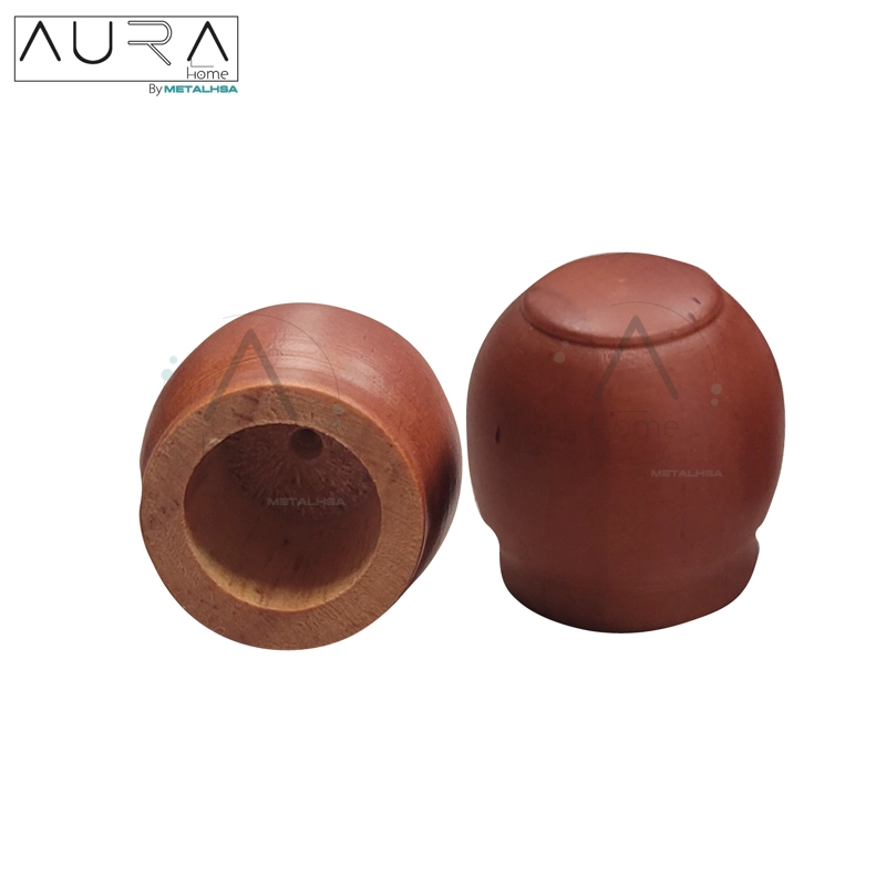 SET BARRA PARA CORTINA SIMPLE 19 MM DE MADERA 2,00 MT COLOR CHOCOLATE TERMINAL BOLA - 7