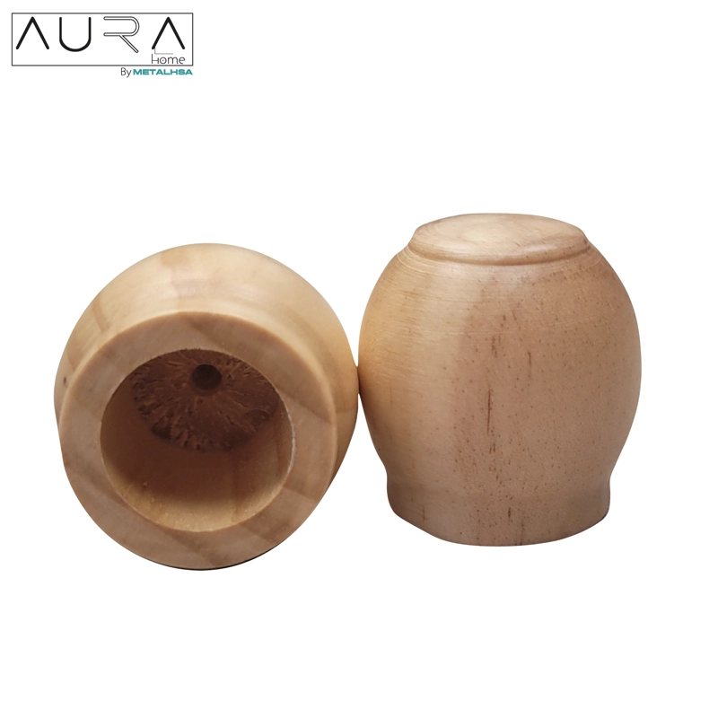 SET BARRA PARA CORTINA SIMPLE 19 MM DE MADERA 1,50 MT COLOR NATURAL TERMINAL BOLA - 7